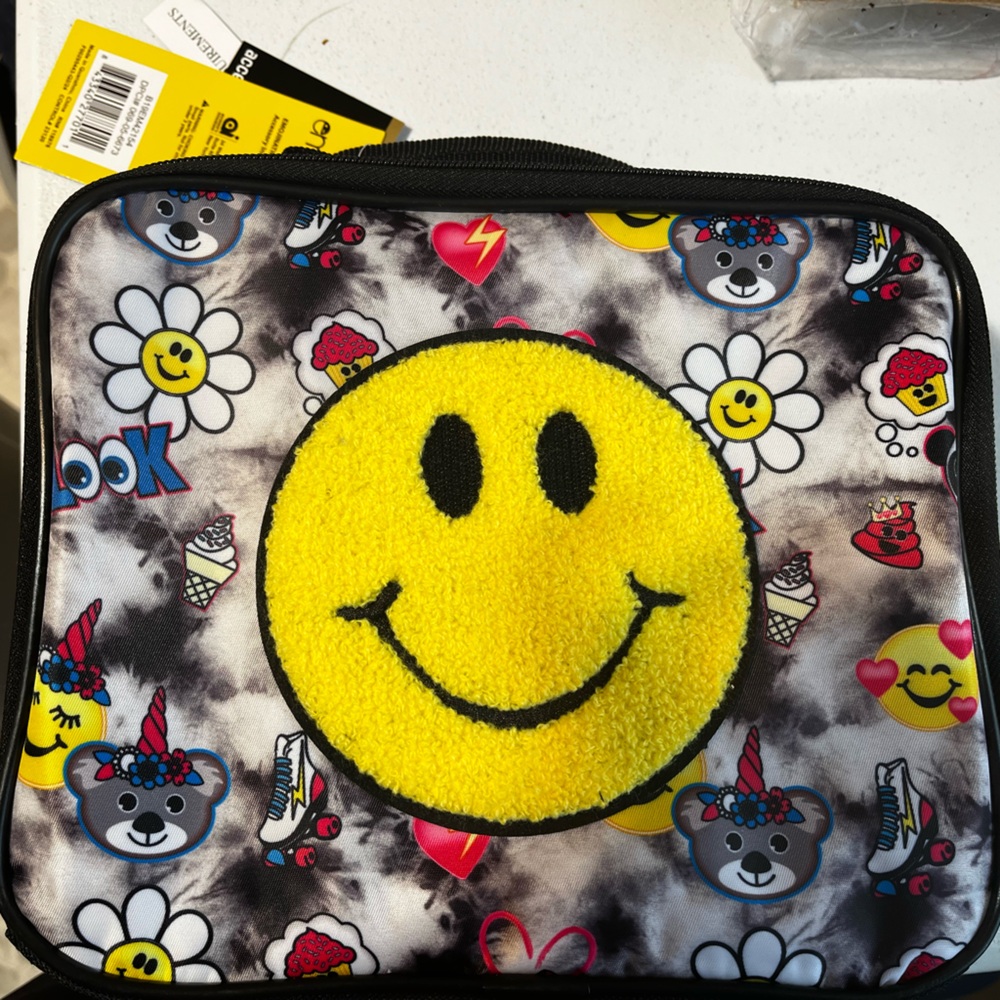 Smiley Face Kids Lunch Bag - Yellow and Black